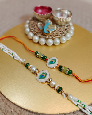 Mor Pankh Couple Rakhi Set