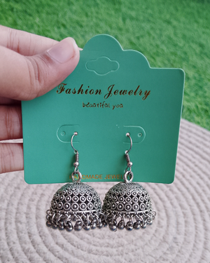 Oxidised Dome Jhumkas