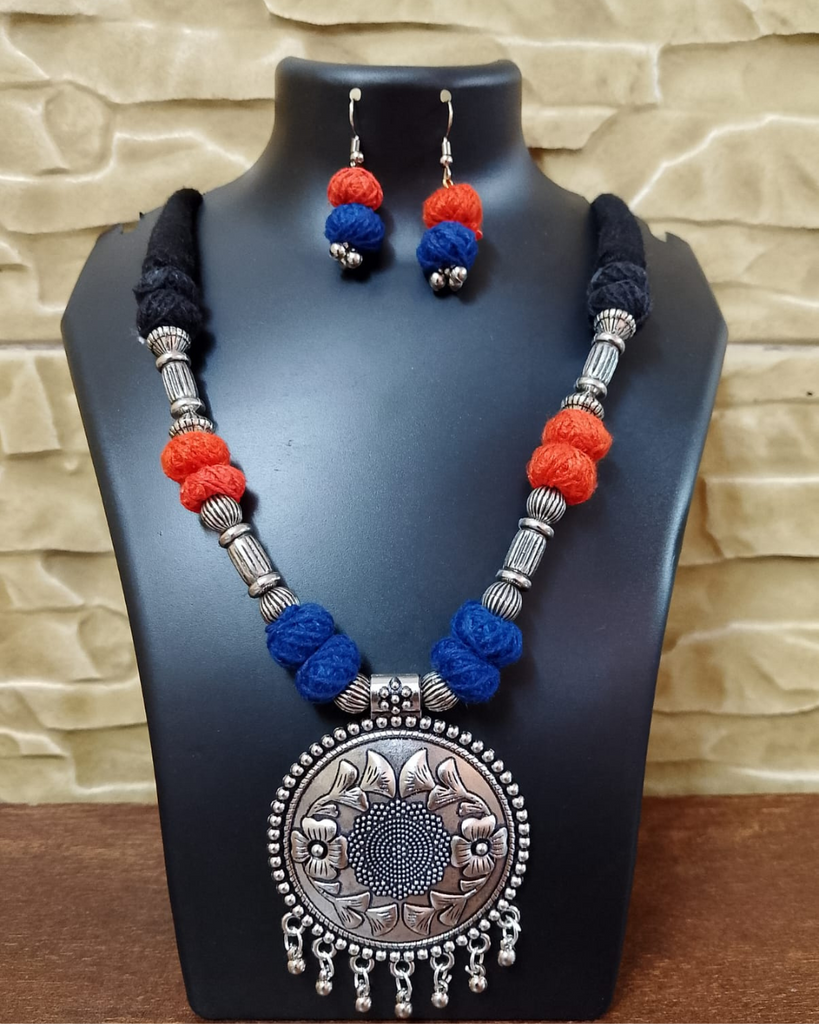 Oxidized Cottonball Necklace