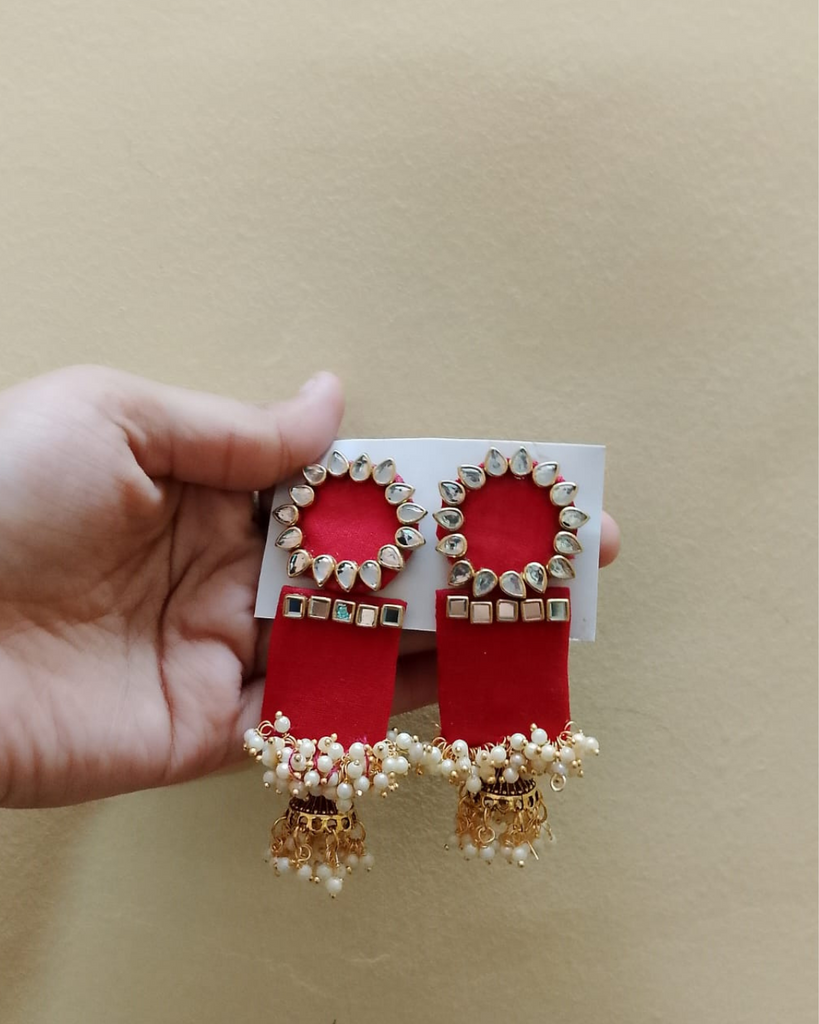 Red Fabric Earrings